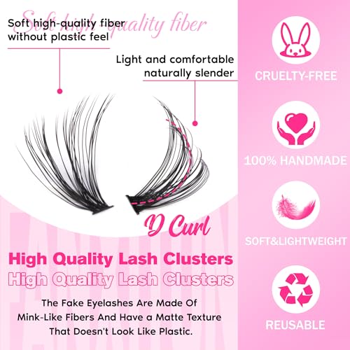 Image of FANXITON DIY Lash Extension Kit 30D D Individual Lashes Lash Clusters Kit Cluster Lashes Lash Bond and Seal and Lash Tweezers for Lash Clusters Kit DIY at Home