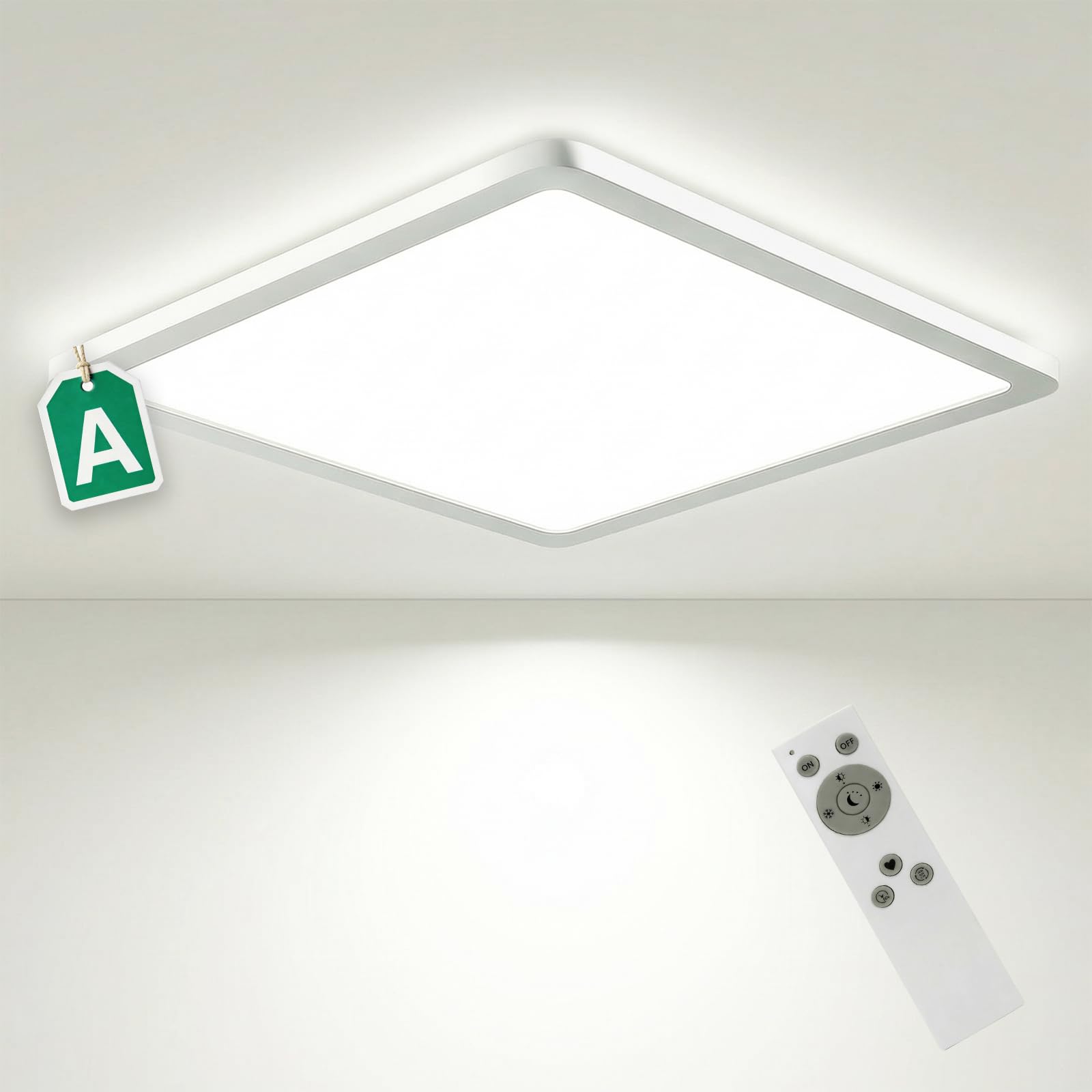 Bowfar LED Deckenleuchte Effizienzklasse A, 12W 2600LM Deckenlampe Dimmbar mit Fernbedienung, 3000K-6500K, IP54 Wasserfest Ultra Dünn Schlafzimmer Lampe für Wohnzimmer Balkon Bad Flur Keller Ø30CM