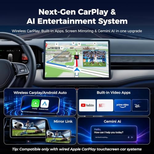 LAMTTO Wireless CarPlay with Gemini AI