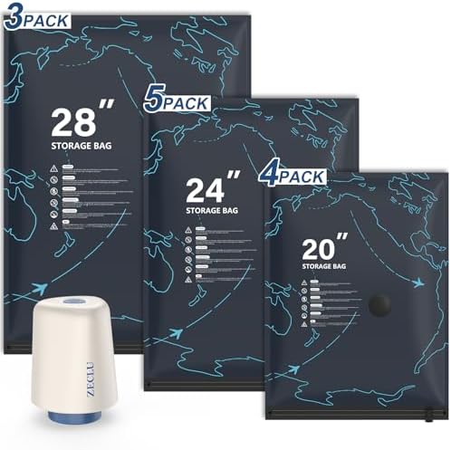 12 Pack Vacuum Seal Bags for Clothing Travel with Electric Air Pu...