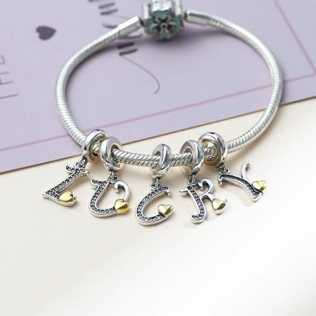 Ciondolo Lettera In Argento 925 Con Zirconi - Per Bracciali E Collane - Foto 8