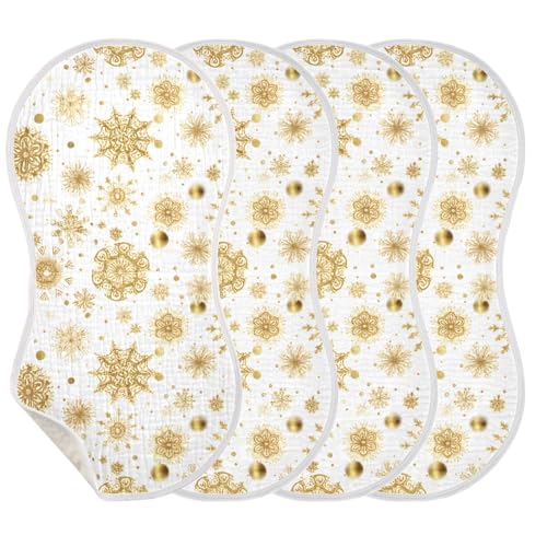 Baby Burp Cloths, Soft Absorbent Burping Cloths for Babies, Cotton Milk Spit Up Rags, Large Size for Newborns, Baby Boys and Girls (Golden Frost Flake Pattern)3