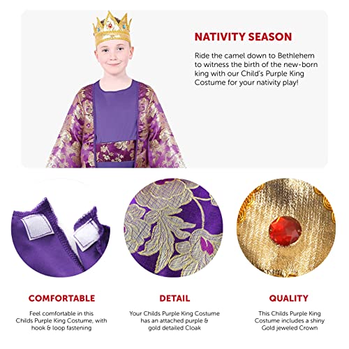Childs Nativity Purple King Christmas Costume, X-Large, Purple Tunic with Attached Cloak and Gold Crown - Image 2
