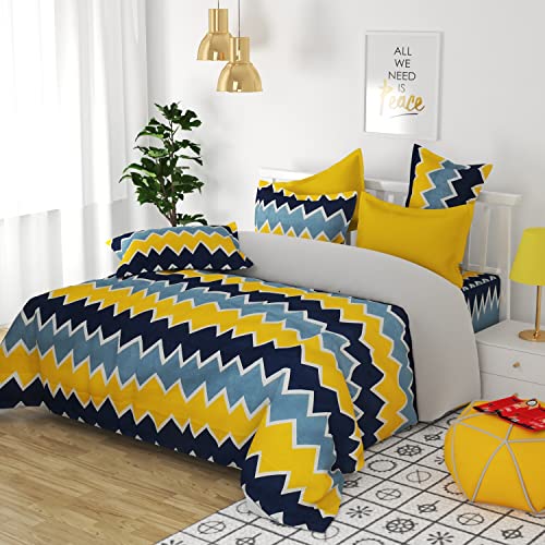 Image of HOMEKART 3D Printed 144 Tc Microfiber Double Bedsheet with 2 King Size Pillow Covers Breathable | Wrinklfree | Summer | Topsheet (Yellow Cricle Print, 90 x 90 Inches)