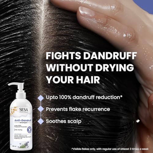Image of Sesa Anti Dandruff Shampoo - 300ml | ZPTO Free Formula | Piroctone Olamine, Tea Tree & Rosemary Oil | Upto 100% dandruff reduction | Prevents Itching & Irritation | Safe for Daily Use | Unisex