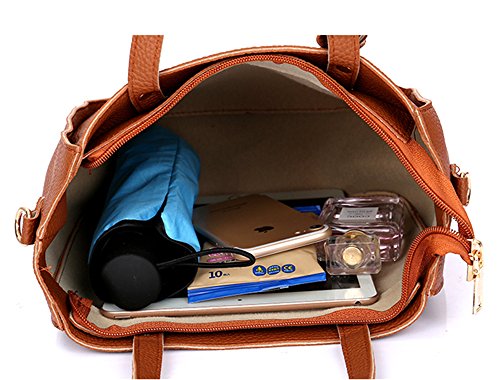 Fashion Handbag for Women PU Leather Shoulder Bags Tote Satchel 4pcs Purse Set4