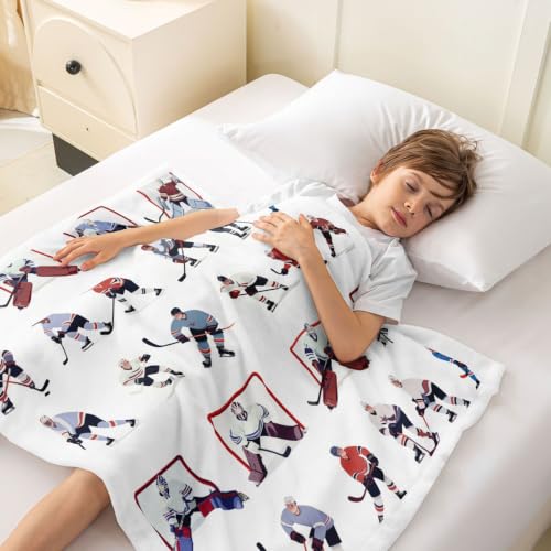 Image of Feelyou Ice Hockey Sherpa Blanket 50 inchx60 inch Boys Girls Gift Sofa Warm