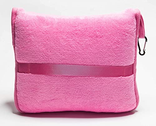 Soft Travel Blanket Pillow Set of 2 - Airplane Flight Blanket Throw in Bag for Travel - Pink and Teal Green Color