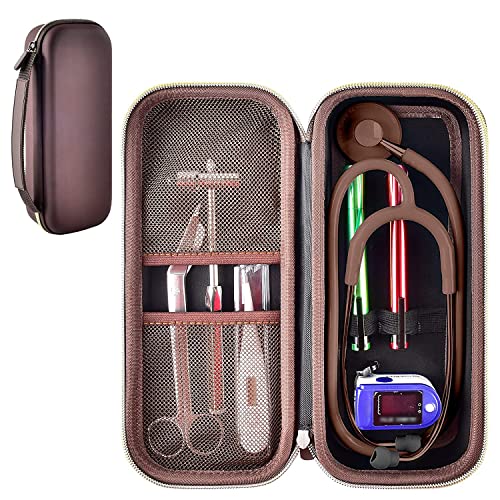 ALKOO Estojo Para Estetoscópio Compatível Com Estetoscópios 3M Littmann Classic Iii Monitoramento/Lightweight Ii Se/Cardiology Iv Diagnóstico/Mdf Acoustica, Bolso Extra Acessórios De Médicos E Enfer