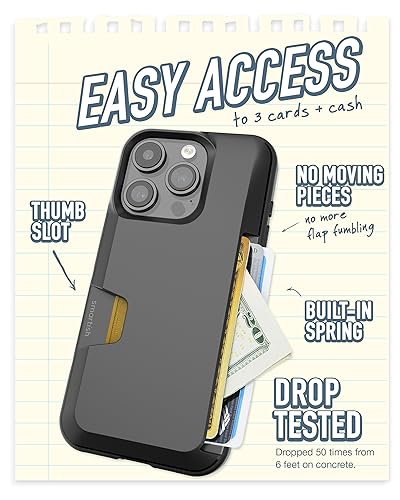 Image of Smartish iPhone 15 Pro Wallet Case with Crossbody Lanyard Strap - Wallet Slayer Vol. 1 - [Slim + Protective] Credit Card Holder with Universal Detachable Shoulder Neck Strap - Black Tie Affair