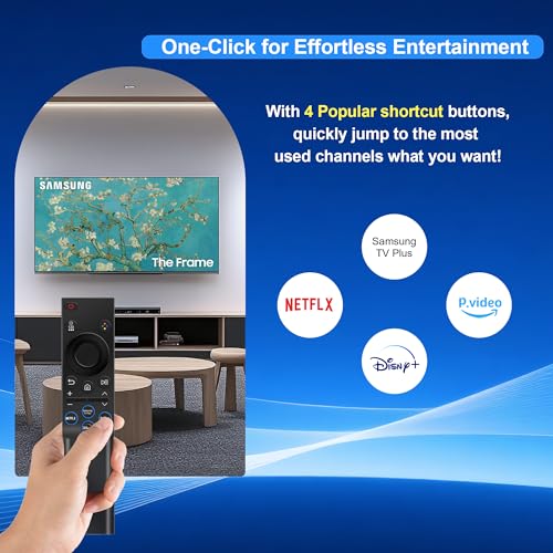 Image of 【Pack of 2】for Samsung Smart TV Remote Control Replacement,Universal for All Samsung 2015-2025 Crystal UHD Curved Frame Neo QLED OLED LCD HDTV 3D Series TVs - No Setup Needed - with 4 Shortcut Buttons