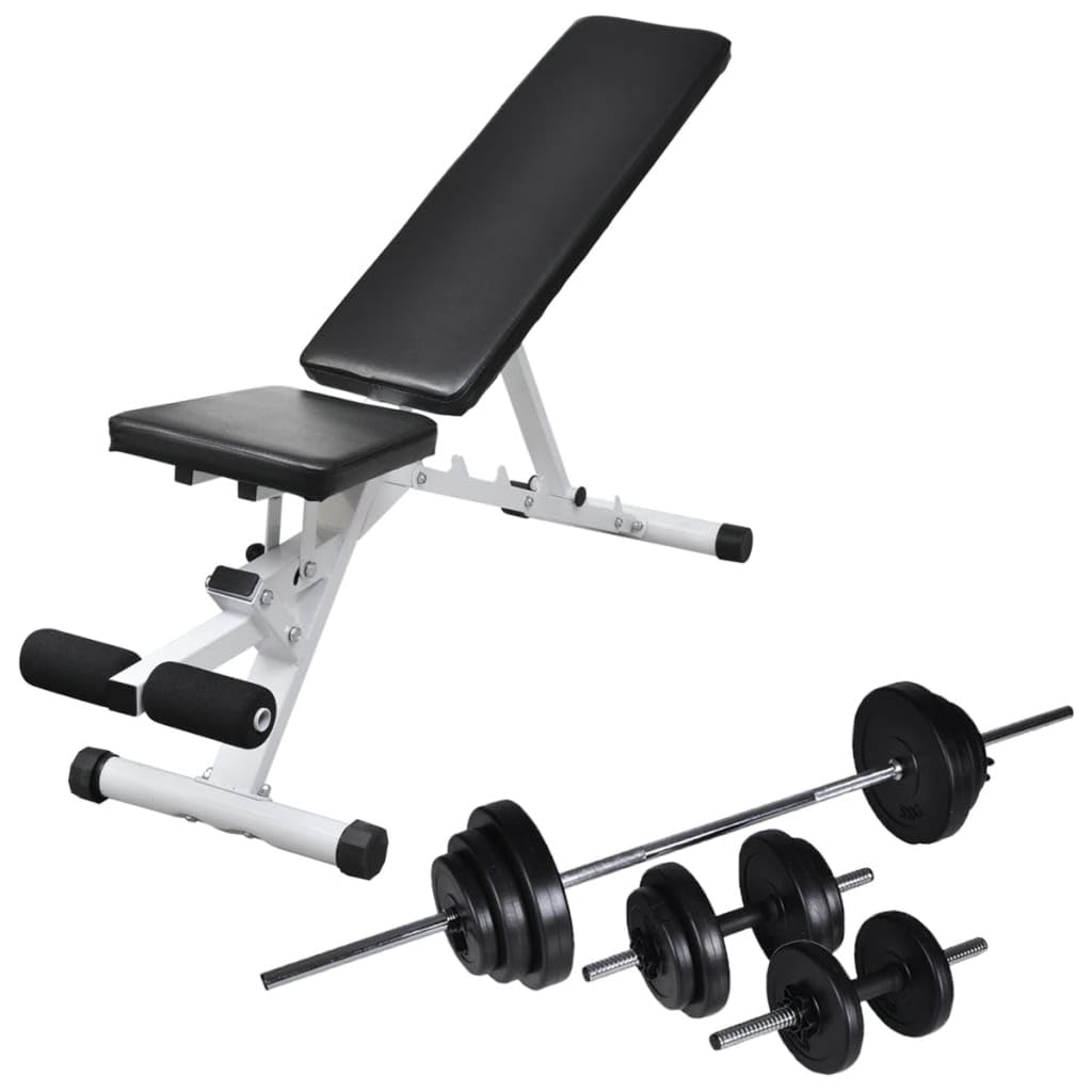 vidaXL Banco Musculación Barras Mancuernas 30,5kg Pesa Ejercicio Entrenamiento