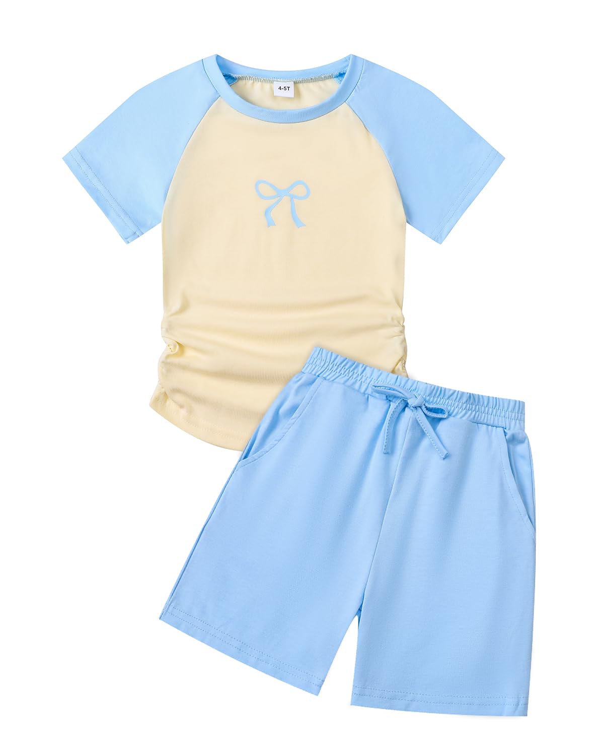 Cakaner Toddler Kids Girl Clothes Floral Letter Graphic Top + Shorts 2PC Girls Summer Short Set
