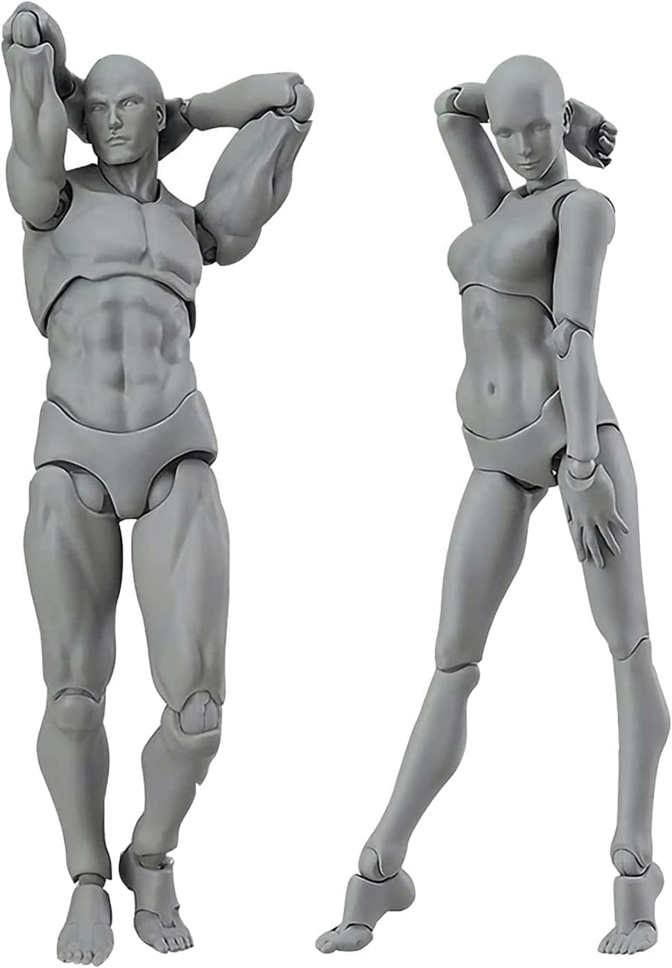 AXITWXIT Body Kun Doll, Artists Manikin Blockhead Jointed Mannequin Drawing Figures for Figure Model Male+Female Set (Grey)