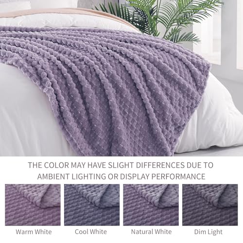 Image of Exclusivo Mezcla 3D Fleece Twin Size Blanket for Bed, Grayish Purple | Extra Soft Fuzzy Plush Lightweight Bed Blankets, Cozy Fluffy Decorative Blankets for All Seasons, 90x66 Inches