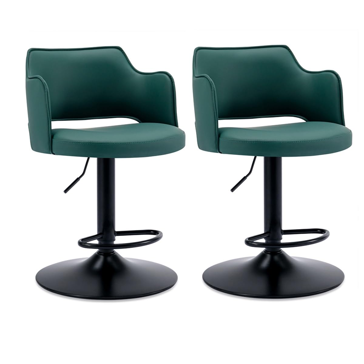 Chaise pivotante 360° réglable en hauteur avec dossier | Lot de 2 tabourets de bar