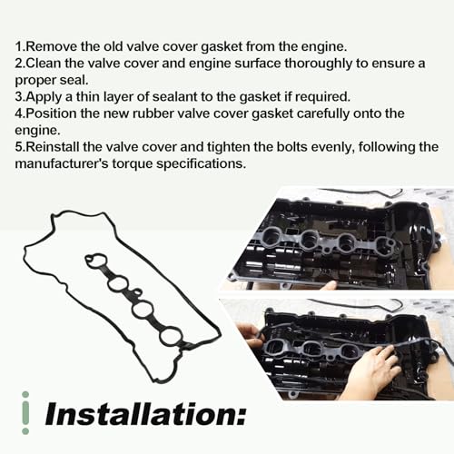 Image of Rubber Engine Valve Cover Gasket Compatible with 2012-2018 Mazda 3 2013-2016 CX-5 2016-2020 CX-3 Replace PE01-10-235