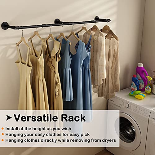 Ulspeed Clothes Rack, 72.5In Wall Mounted Industrial Pipe Clothing Rack, Garment Rack Space Saver Hanging Clothes Rack, Heavy Duty Detachable Garment Rack, Multi-Purpose Hanging Rod For Closet, 1 Pack #TOP4