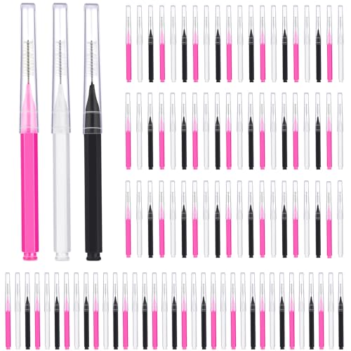 Image of Patelai 100 Pieces Braces Dental Brush for Cleaner Interdental Toothpick Dental Tooth Flossing Head Oral Hygiene Flosser Toothpick Cleaners Tooth Tool(White, Black, Pink,Proper Size)