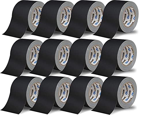 3 Inch Black Gaffers Tape -12 Roll Multi Pack Bulk -30 Yards Per Roll - Easy Tear, No Residue Non Reflective Gaff Tape -Waterproof Matte Cloth Gaffing Tape For Professional Photography, Filming, Stage #TOP13