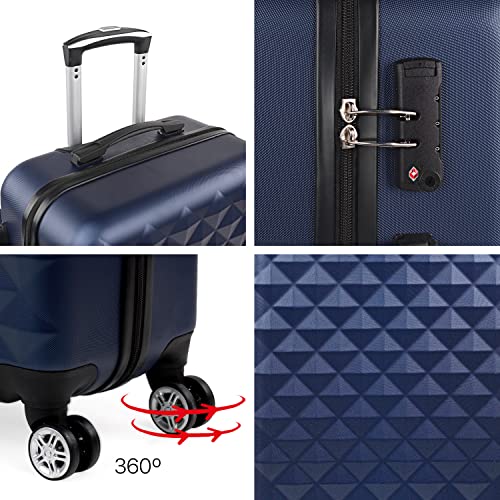 Trolley valise moyenne ITACA en ABS bleu haute résistance choc