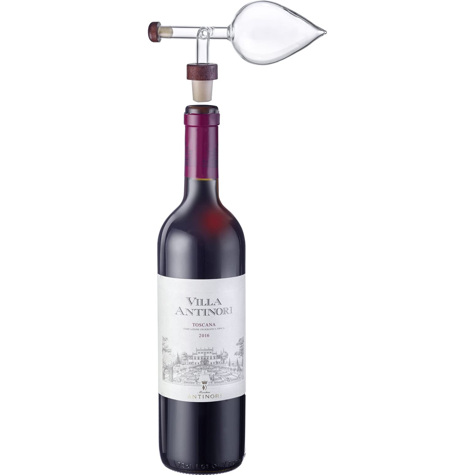 Westmark 99093380 dozownik do porcjowania, pojemność: 150 ml, odmierzanie i dekantowanie jednocześnie, szkło/tworzywo sztuczne/drewno, Gourmet, przezroczysty/brązowy