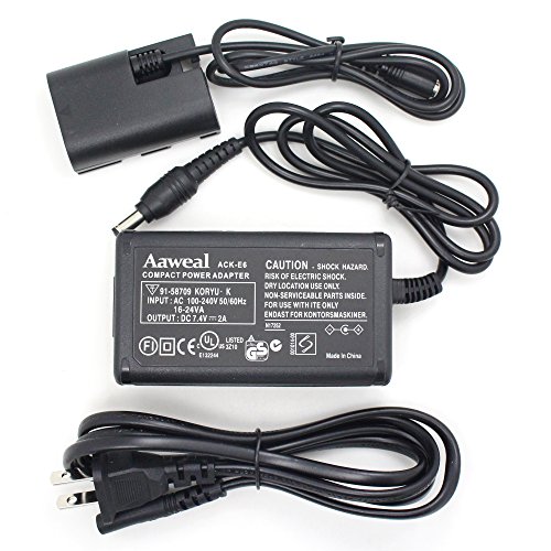 Aaweal ACK-E6 AC Power Adapter Kit For Canon EOS 5DS, 5DS R, 5D Mark IV, 5D Mark III, 5D Mark II, 6D, 7D, 7D Mark II, 760Da, & 60D，70D，80D Cameras LP-E6 LP-E6N Battery LC-E6 LC-E6E Fully Decode