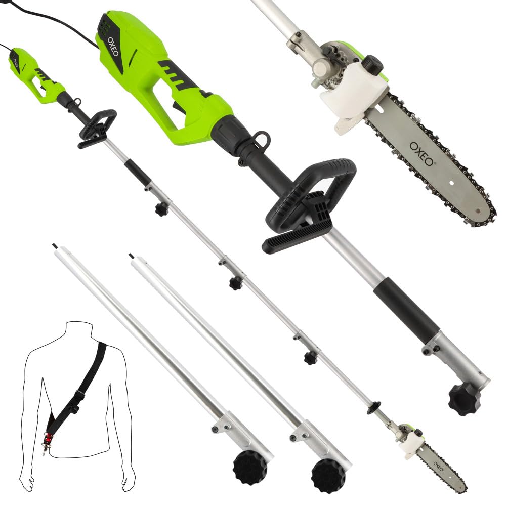 Elagueuse sur perche électrique 900W - 2 rallonges de 50cm - Embout élagueuse - Longueur total 3,04m - Longueur de coupe 18cm