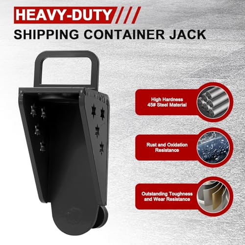 Image of Upgraded Shipping Container Jack Lug, Heavy-Duty Anti-Slip Shipping Container Booster Lifter with Portable U-Shape Handle for Ultimate Container Leveling and Stability, Black