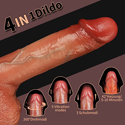 EATFEED Realistischer Dildo Vibrator mit Stoßfunktion, Klassische Anal Dildos Vibration für Frauen mit Heizung, Realistischer G-Punkt Vibratoren 360°Rotierender Glans Sexspielzeug für Paare Männer – Bild 4