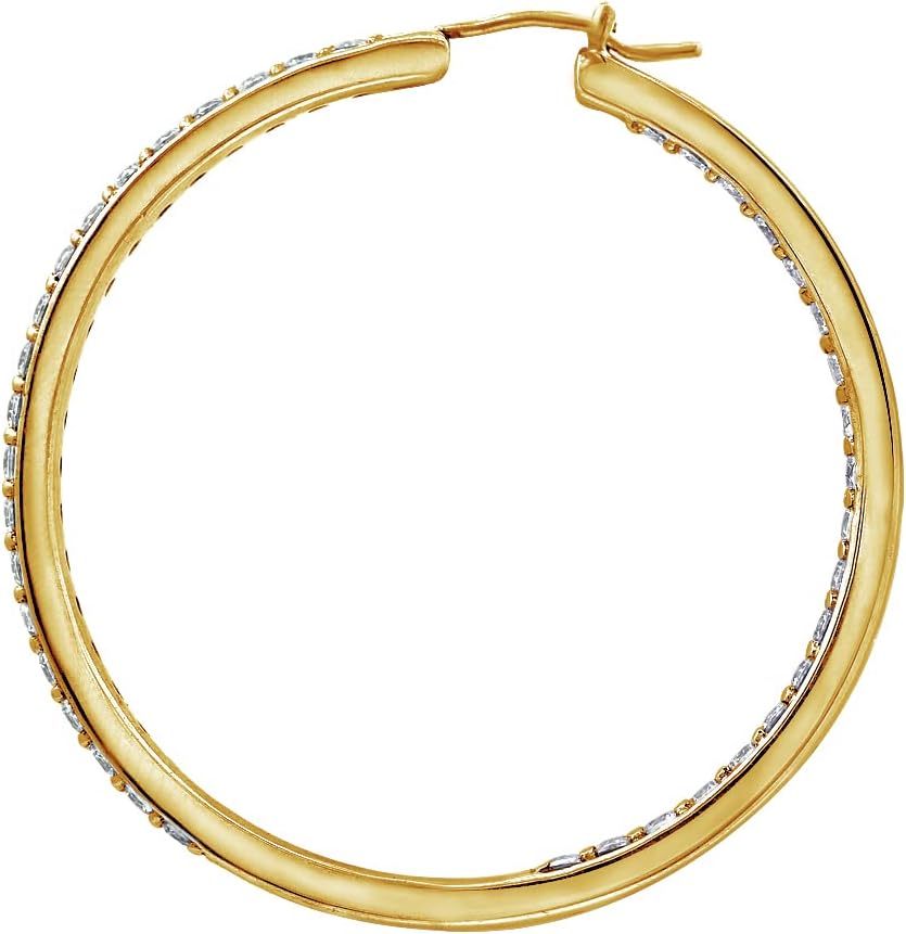 Amazon Essentials Platinum or Gold Plated Sterling Silver Inside-Out Hoop Earrings made with Infinite Elements Zirconia, (previously Amazon Collection) - Image 2