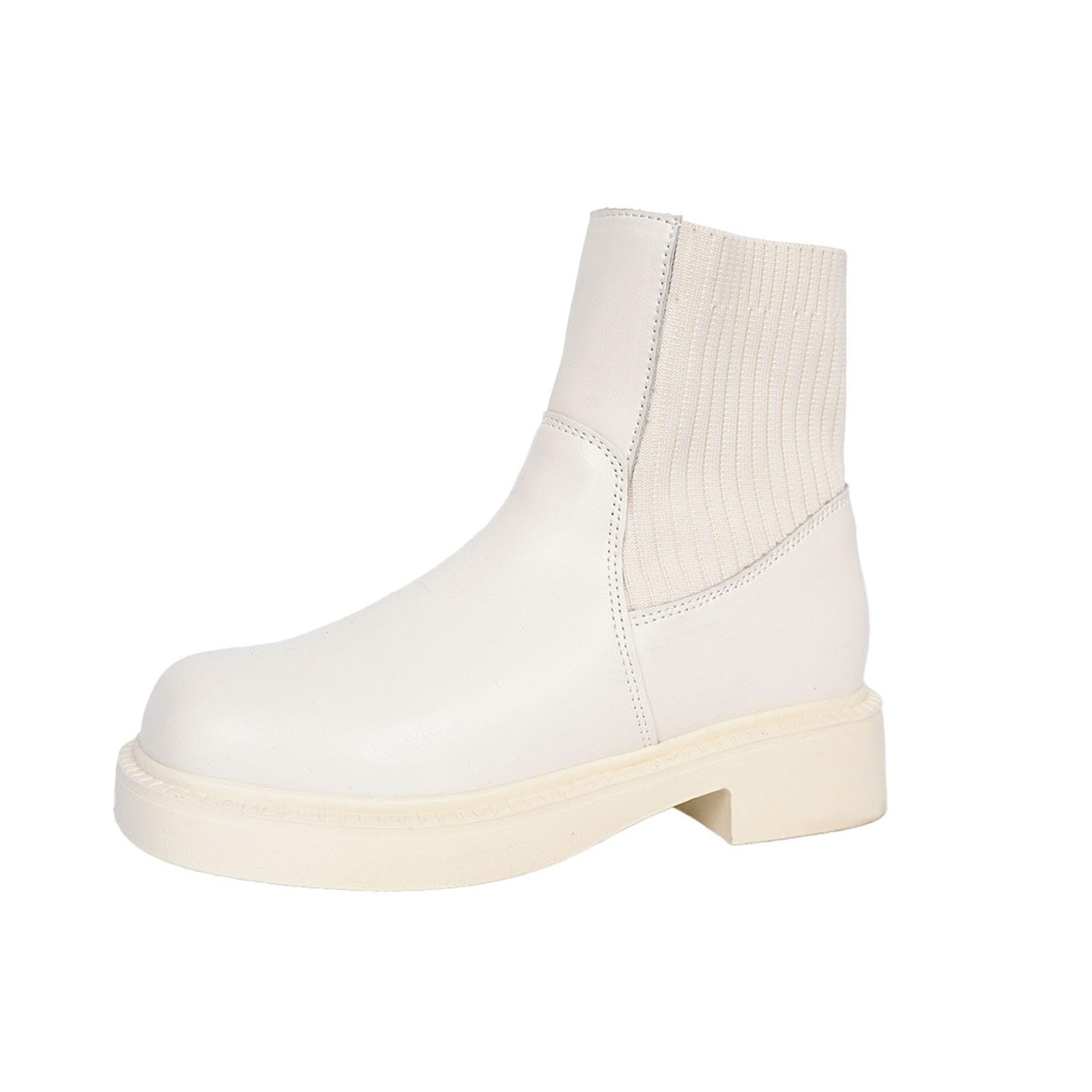 Women Ankle Boots Pull On Round Toe Booties Platform Slouch Bootie Fall Winter Warm Office Work Shoes