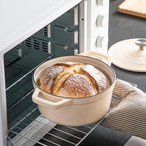 Image of vancasso 2.5 Qt Enameled Cast Iron Dutch Oven with Lid, Cream