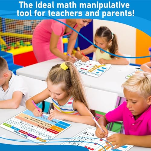 Image of 48Pcs Place Value Double Sided Cardboard for Students Dry Erase Sheets Billions to Decimal Numbers Whiteboard Math Regroups Manipulatives Supplies for Teacher Teaching Tool Portable Learning 12 inch x 9 inch