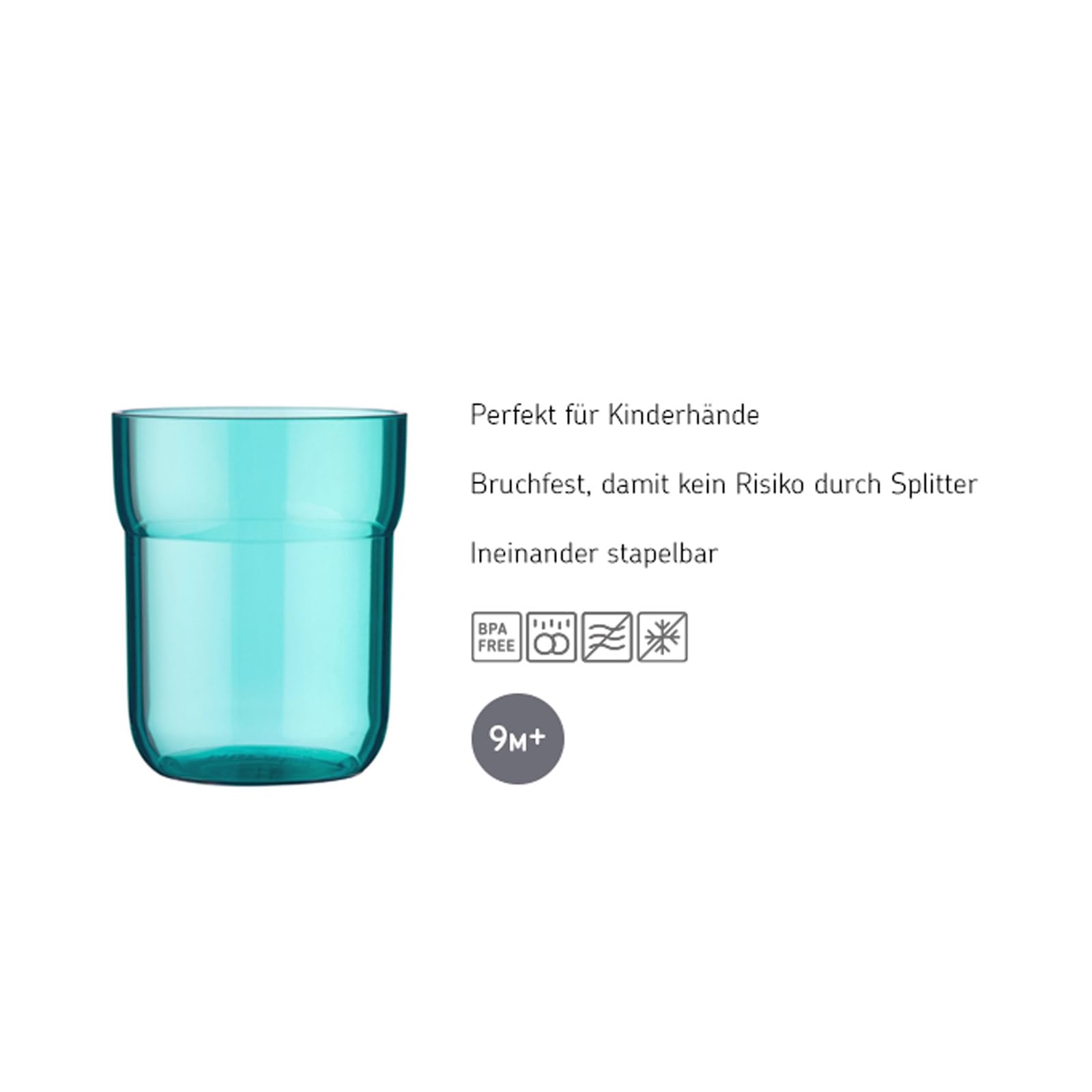 Mepal Mio Lot de 3 verres pour enfants à partir de 9 mois, passent au lave-vaisselle, 250 ml, motifs fleurs et papillons