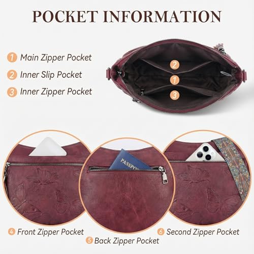 Image of BELTANA Crossbody Bags for Women Trendy Vegan Leather Hobo Purses Medium Butterfly Cross Body Purse with Wide Strap | Adjustable Strap