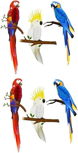 jojofuny Guirnalda de flores con dijes de nido de abeja de loro, decoraciones de techo, decoraciones de Navidad, nido de abeja, pájaros tropicales,