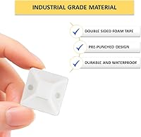 Vista 4 de Kable Kontrol Zip Tie Mounts, 1/2” Sq, Black, 100 Pcs, Adhesive Backed Multi-Purpose UV-Resistant Mounting Squares Nylon Cable Tie Wrap Anchor Pads
