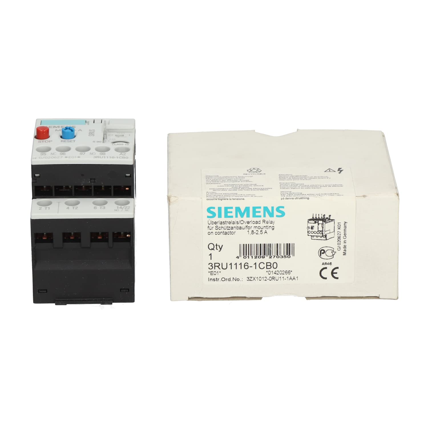 Siemens – Relais sovraccarico termico 3ru11 S00 2,5 A