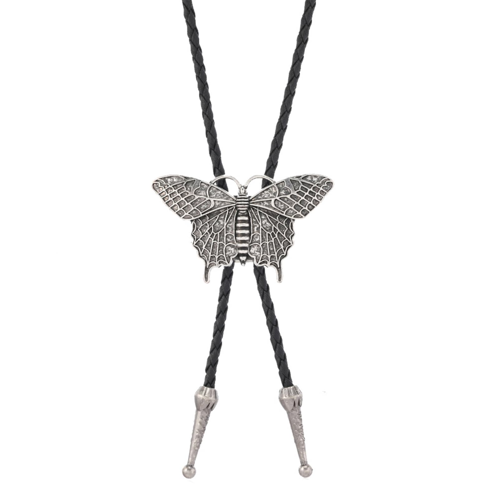 MICFENY Lightweight Alloy Butterfly Pendant Bolos Tie Necklace Soft PU Leather Cord Neckwear For Adults Casual Or Prom Wear