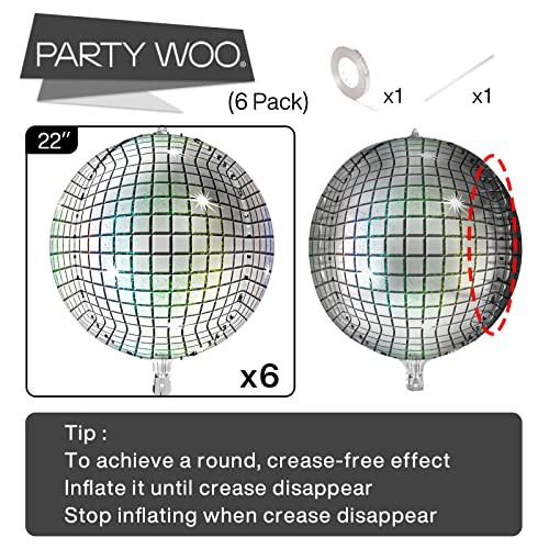 Image of PartyWoo Silver Foil Balloons 6pcs Large Round Giant Jumbo 4D Balloons