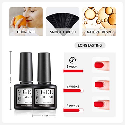 TOMICCA Gel Nagellack 6*8ml Weiß Schwarz Farbgel Glitzer Gold Silber UV Nagellack Shellac Gelnägel Farben Sparkly UV Gel… – Bild 7