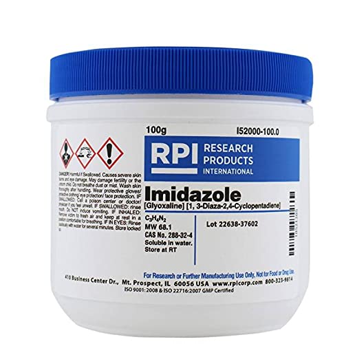 Research Products International Imidazole [Glyoxaline] [1,3-Diaza-2-,4-cyclopentadiene], 100 Grams - RPI