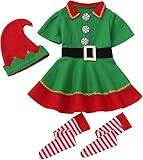 Disfraz De Elfo Infantil - Kit Disfraz Elfos - Disfraces De Duende Navideño para Niño Y Niña - Disfraces De Elfos Navideños para Niños - Traje De Ayudante De Papá Noel De Navidad