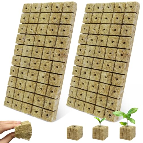 BSTDAYEVER Laine de Roche Blocs Cubes De Culture Soilless 100pcs 2.5x2.5x3cm Bouchons De Plantes en Laine Hydroponique Cubes Bonne Respirabilité pour Bouturage la Culture