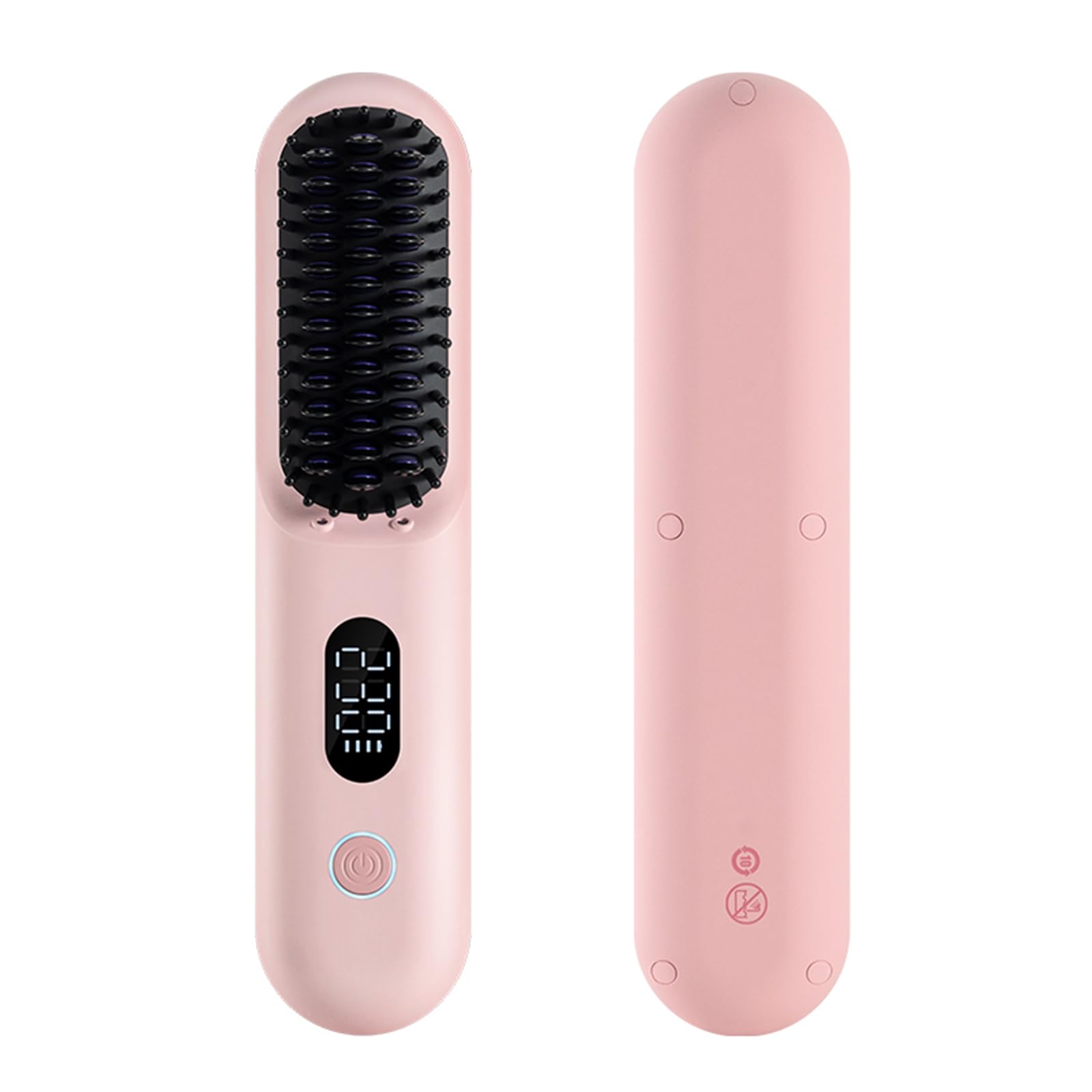 Porta Cordless Hair Straightener Brush, Portable Mini Straightening Brush for Travel, Negative Ion Hot Comb Hair Straightener for Women, Lightweight