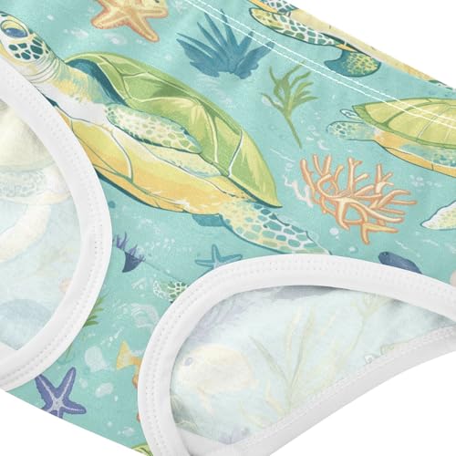 Wusikd Sea Turtle Girls' Underwear Cotton Tropical Fish Girls Briefs Soft Toddler Underwear 2T4