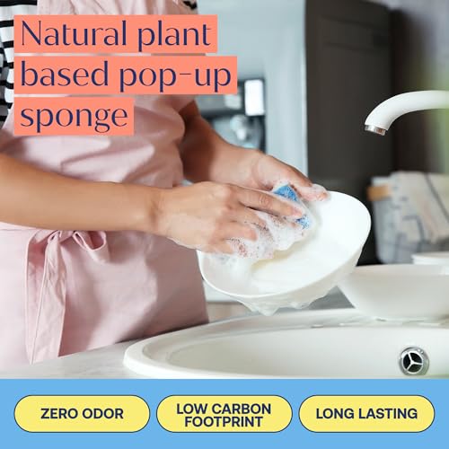 Image of Fab Tab Pop-Up Sponges - 12 Count Cellulose Sponges - Self-Expanding, Highly Absorbent, Non-Scratch, Assorted Colors - for Kitchen, Bathroom & Countertop Cleaning