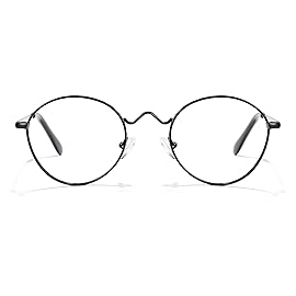 Cyxus Blue Light Blocking Glasses Round Retro Computer Eyewear Lightweight Black Metal Frame Glasses for Women Men, Anti Digital Eye Strain Headache
