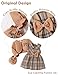 3-4T Toddler Girl Clothes Warming Fall Winter Clothes for Little Girls Trendy Cozy Kids Fashion Set Plaid Dress Outfit Brown Cardigan Cute Bow Checkered Dress Matching Purse 3 Pcs